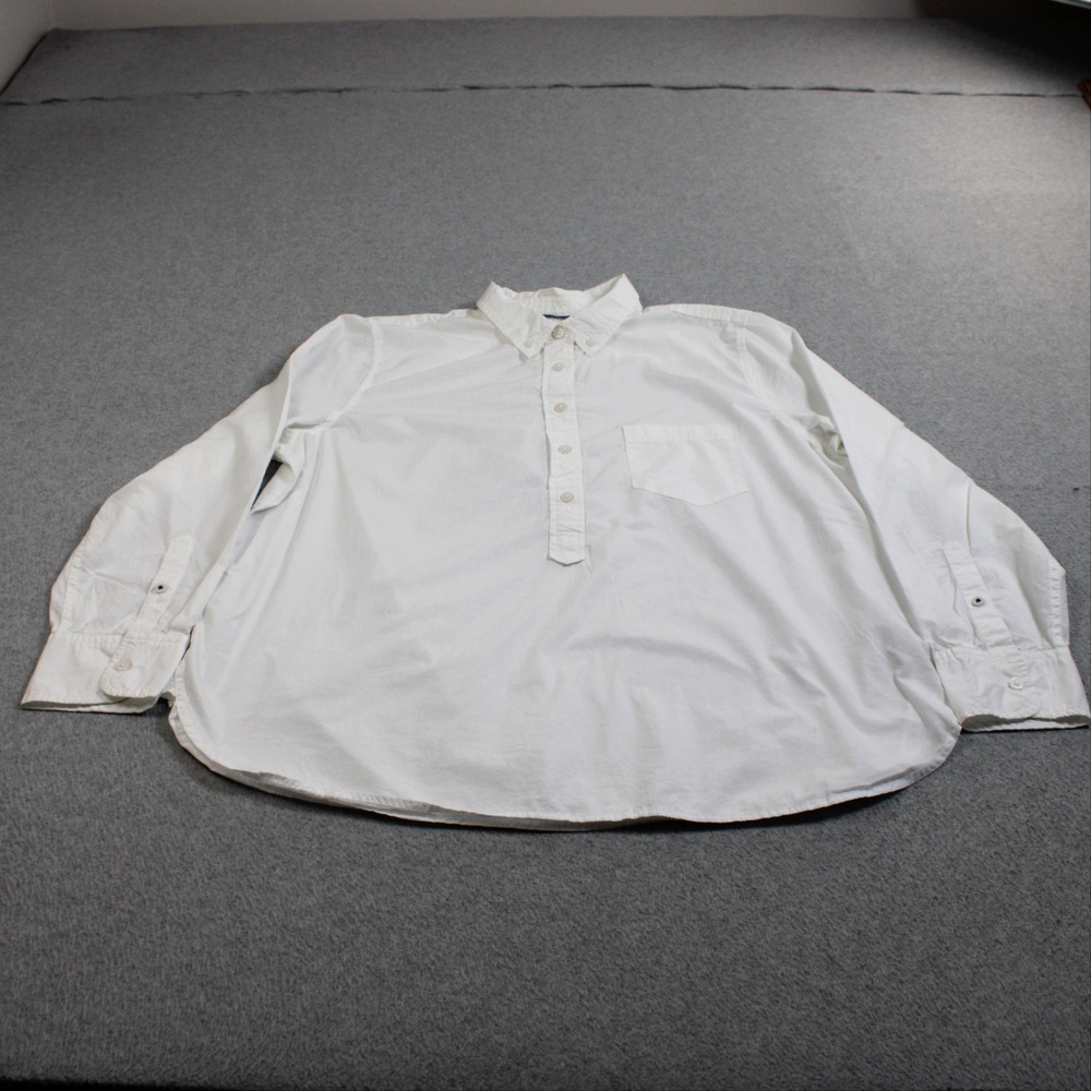J Crew Shirt Womens 18 White Popover Button Pocket Classic Cotton Heritage Coast